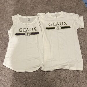 GEAUX White Kids' Graphic Tee / Tank Top - Gold & Purple Accent